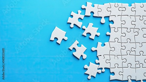 Disconnected puzzle pieces on a vibrant background.