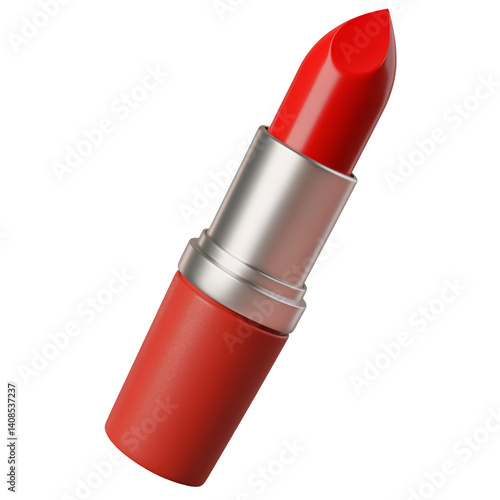 3d rendering of glamorous red lipstick for fashion, beauty, and makeup branding. Plastic style icon isolated on white background for cosmetic illustration
