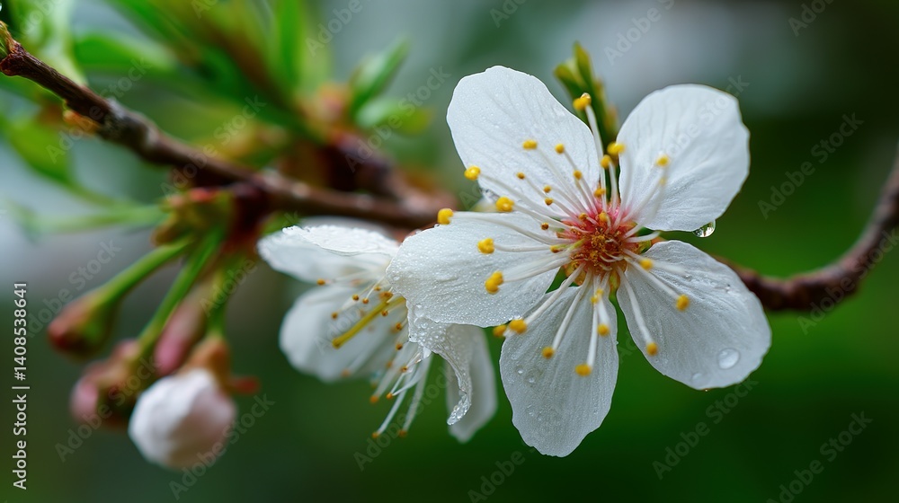Fototapeta premium Delicate springtime blossoms on a branch.