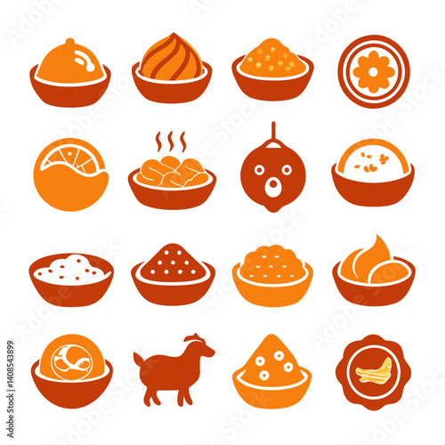 Indian sweet food illustration, snacks, desserts, bowls and food