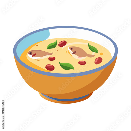 Illustration of Thai coconut soup, Tom Kha Gai