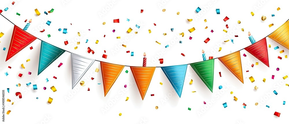 Obraz premium Colorful party pennants with confetti.