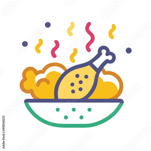 Festive Celebration Feast: Chicken and Colorful Decoration