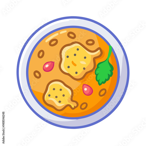 Dal Baati Churma vector illustration, Indian cuisine design