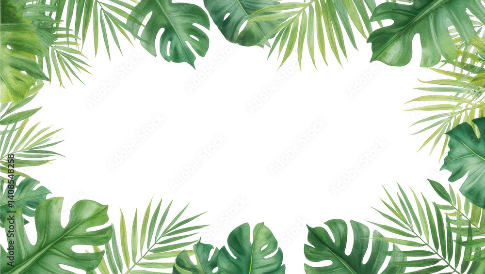 Tropical Leaves Frame Border Design