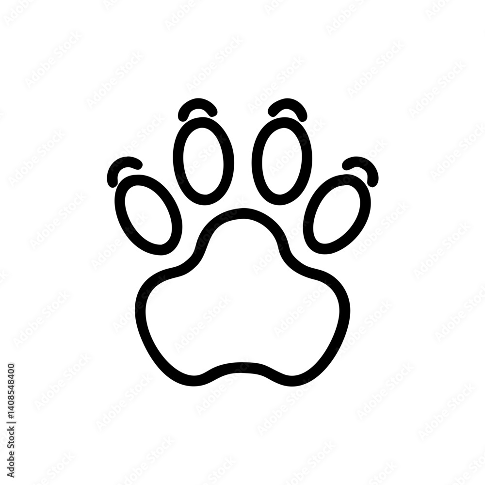 Dog Paw Print Icon in Minimalist Style on White Background Dog Paw Print Icon in Minimalist Style on White Background
