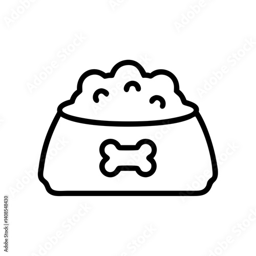 Dry Pet Food Bowl Filled with Kibble  