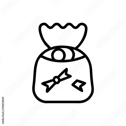 Pet Treats Bag Illustration in Black and White Outline Style  