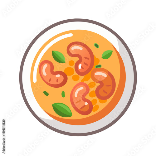 Illustrated Kidney Bean Soup Bowl on Black Background