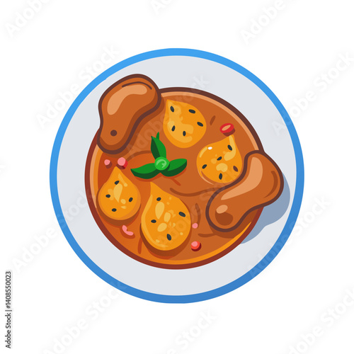 Illustration of Indian potato and paneer kofta curry