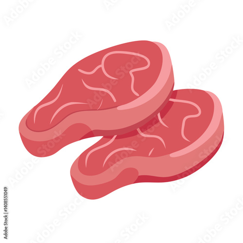 Two Raw Beef Steaks, Meat on Black Background