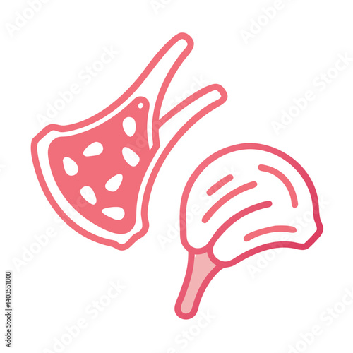 Elegant Pink Lamb Chops Cutout on Black Background