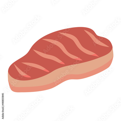 Grilled Steak Illustration on Black Background - Food Icon