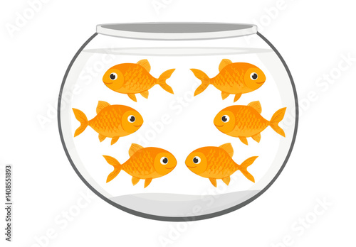 Modern minimalistic goldfish bowl isolated illustration