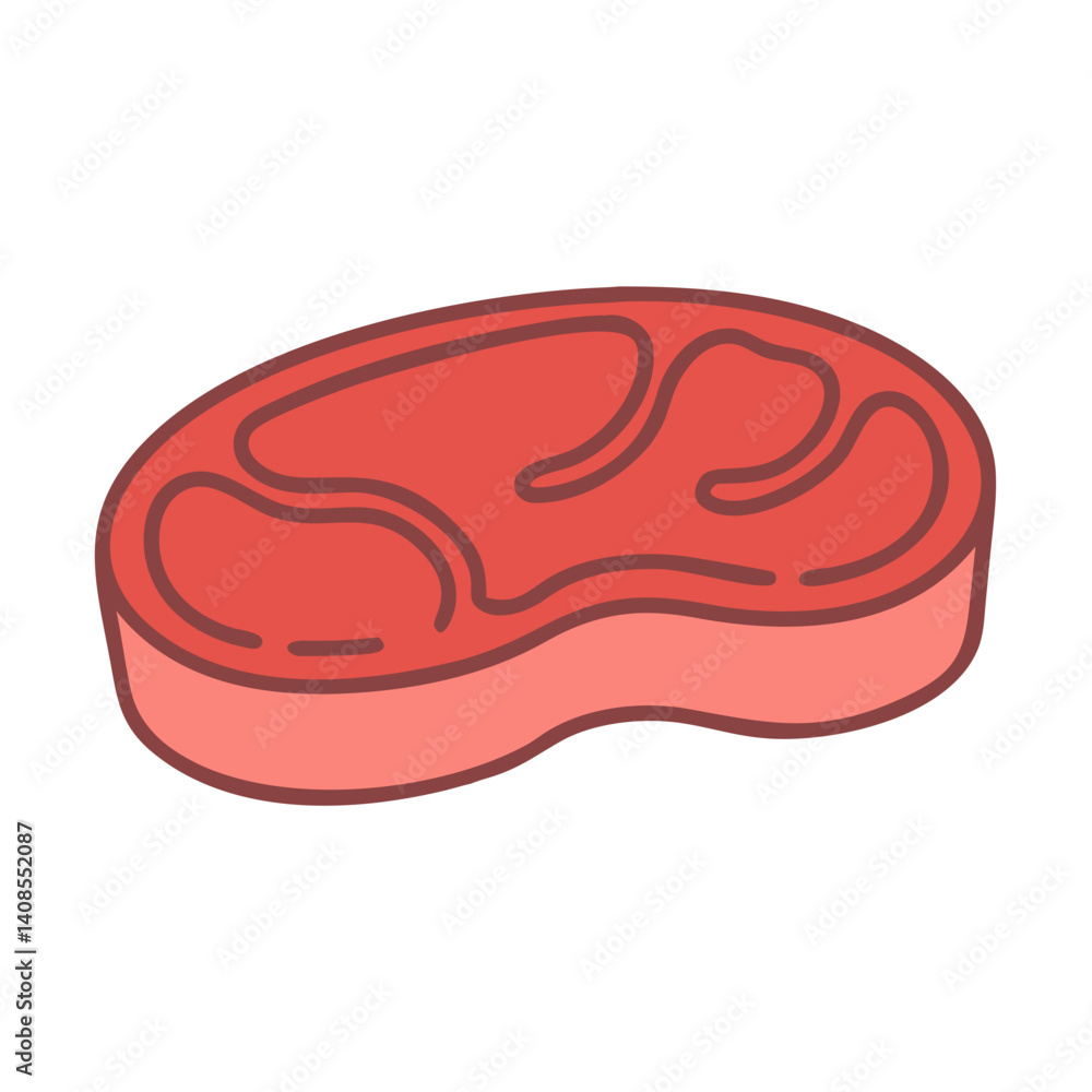 Cartoon steak isolated on black background, food illustration Cartoon steak isolated on black background, food illustration