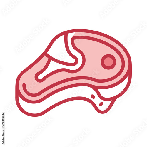 Pink cartoon steak illustration on a black background