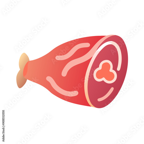Cartoon Ham Hock on Black Background Illustration