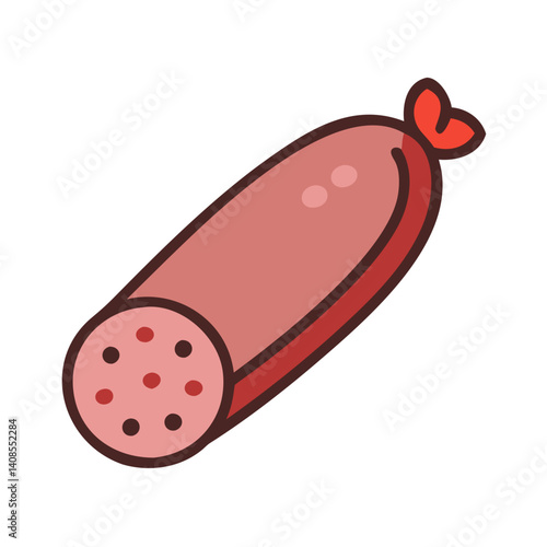 Cartoon Sausage Illustration on Black Background, Food Icon