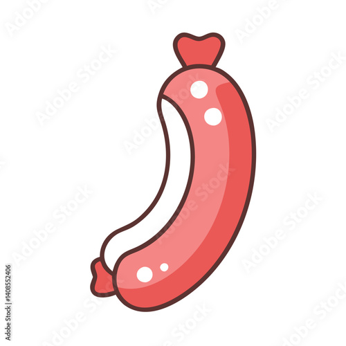 Cute Cartoon Sausage Illustration on a Black Background