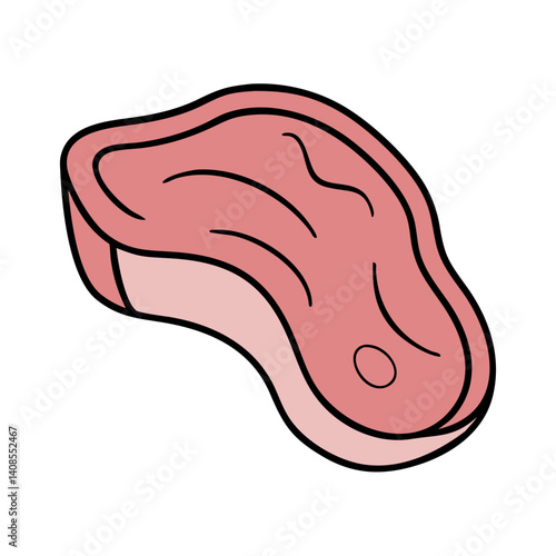 Cartoon beef steak illustration on black background