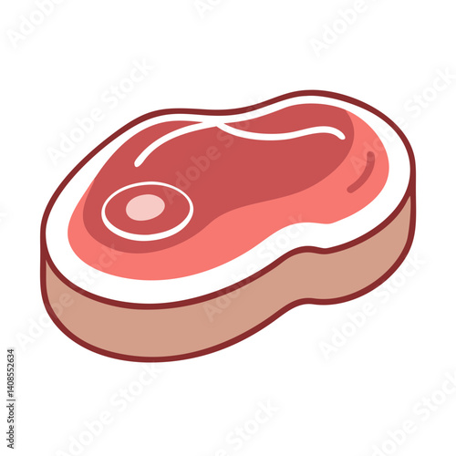 Cartoon Illustration of a Steak Cut on Black