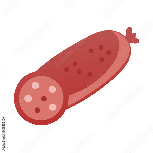 Cartoon Salami Sausage Isolated on Black Background Icon