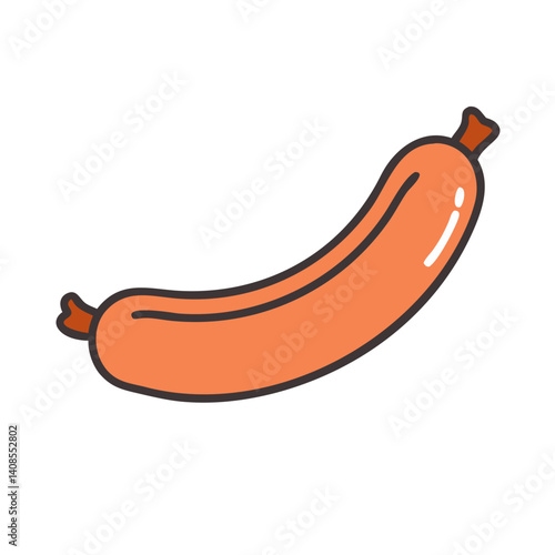 Cartoon Sausage on Black Background Food Vector Illustration