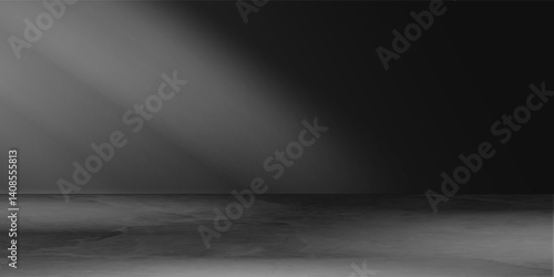 Limbo black background. Abstract dark gradient backdrop. Color wall of studio, room, stand for product display or photo. Modern banner with empty place for advertising text. Vector illustration.