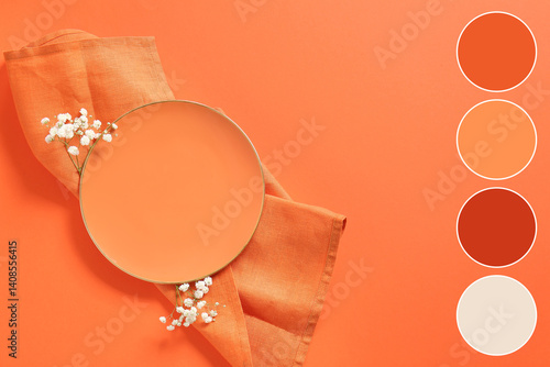 Clean plate and flowers on ...