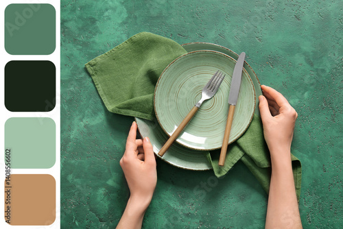 Woman at table with clean p...