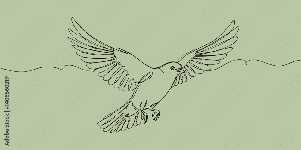 Obraz premium Vector illustration of a bird line art of a bird in mid-flight wall art