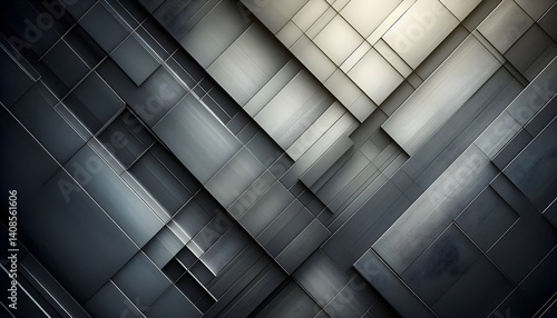 Intersecting geometric lines etched into matte metal surface with soft lighting and abstract industrial texture