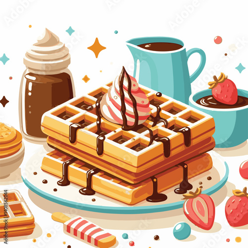 food, waffle, dessert, breakfast, background, pastry, sweet, snack, delicious, illustration, homemade, lunch, tasty, crispy, bakery, fresh, white, baked, meal, belgian, wafer, cream, cake, golden, str