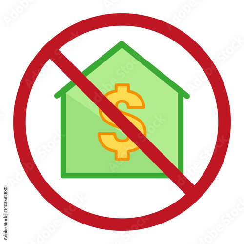 No money house. Financial ban icon. Dollar sign illustration. Vector property concept.