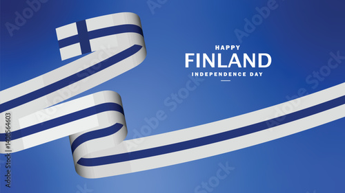 Finlad Independence Day Ribbon Vector – Finland Flag Colors Design for National Celebration