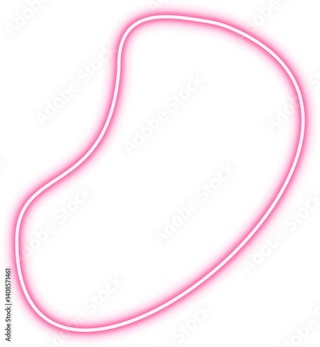 Bubbly shape with a looping contour, smoothly flowing design outlined in neon pink glowing lines.