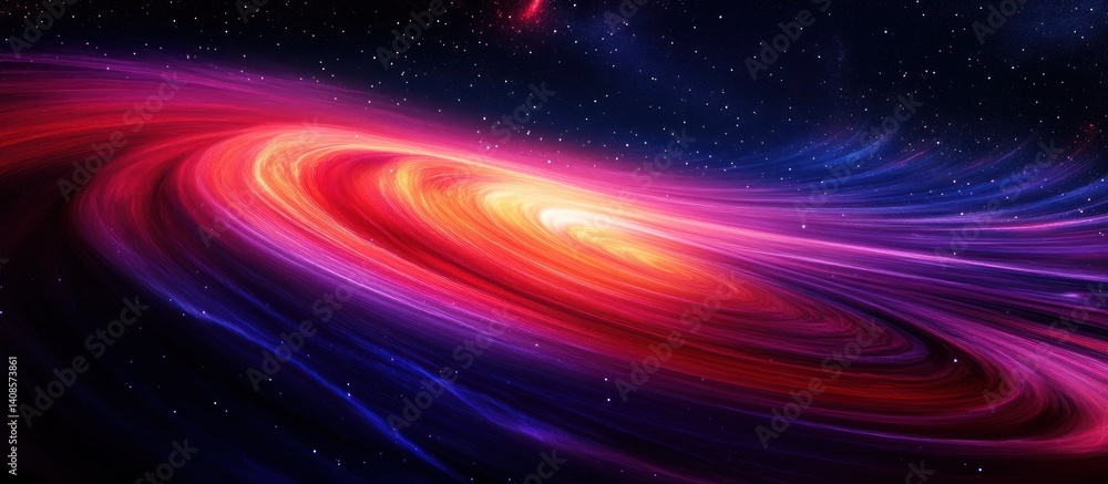 A colorful spiral galaxy is swirling in the star filled cosmos A colorful spiral galaxy is swirling in the star filled cosmos