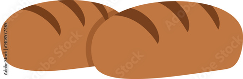 Two freshly baked loaves of bread in a warm, minimal flat design vector art