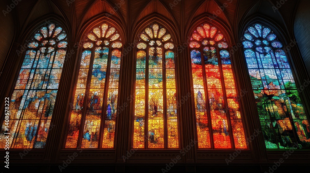 Vibrant Stained Glass Windows Illuminated by Sunlight Religious Architecture Spiritual Artwor Vibrant Stained Glass Windows Illuminated by Sunlight Religious Architecture Spiritual Artwor