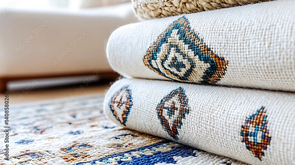 Fototapeta premium Elegant Transparent Fabric with Ikat Pattern for Home Decor and Textile Design