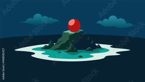 An isolated island in the Pacific Ocean stands out with a dark red spot representing the severe food insecurity faced by its population.. Vector illustration