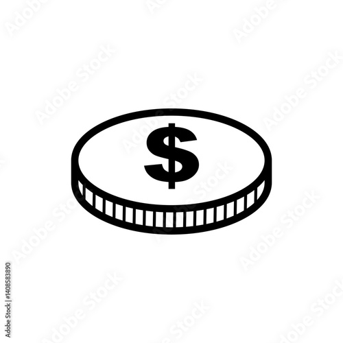 Dollar coin icon. Currency money shape. Financial token figure. Vector economy sign.