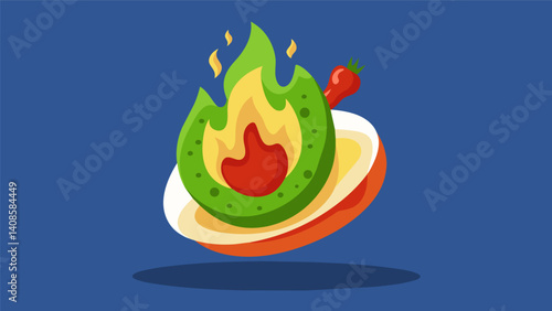 And for the adventurous eaters a y arepa filled with fiery chili peppers topped with cooling avocado and sour cream.. Vector illustration