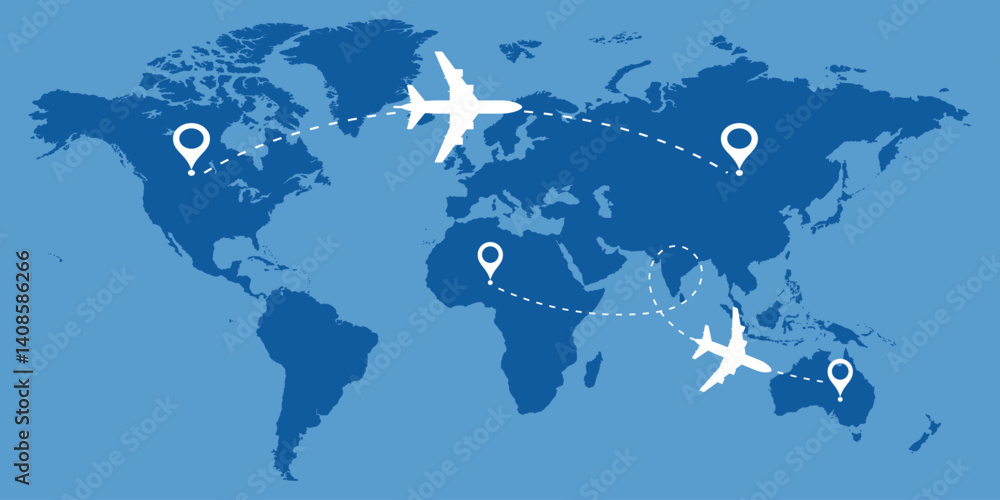 Illustration of different flight paths. Air travel concept: different ways to arrive professionally. Illustration of different flight paths. Air travel concept: different ways to arrive professionally.