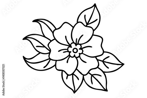 Aesthetic Flower Blossom Line Art, Elegant Floral Illustration, Minimalist Flower Drawing