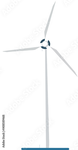 Wind turbine standing tall in a flat and minimal design style vector illustration