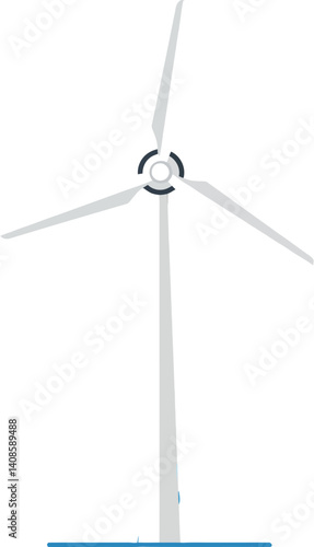 Wind turbine in a minimalistic design showcasing renewable energy in flat vector art