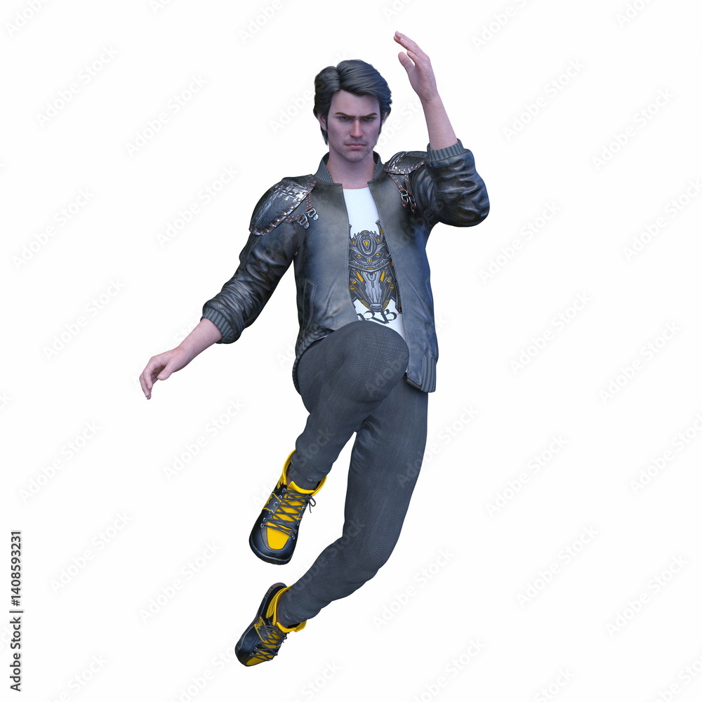 革ジャンを着た男性 3DCGレンダリング 革ジャンを着た男性 3DCGレンダリング
