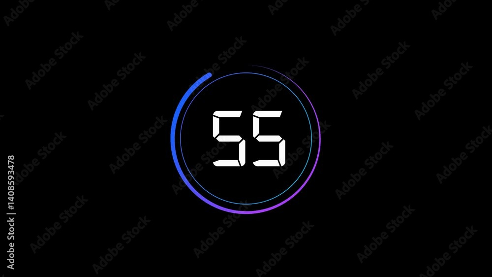 A one-minute countdown animation, transitioning from 60 to 0 seconds. 4K resolution with an alpha channel. Flat design style, set against a dark background, featuring smooth animations. A one-minute countdown animation, transitioning from 60 to 0 seconds. 4K resolution with an alpha channel. Flat design style, set against a dark background, featuring smooth animations.