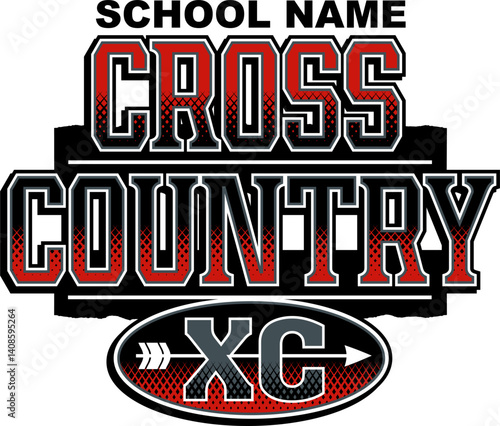 cross country team design with arrow for school, college or league sports